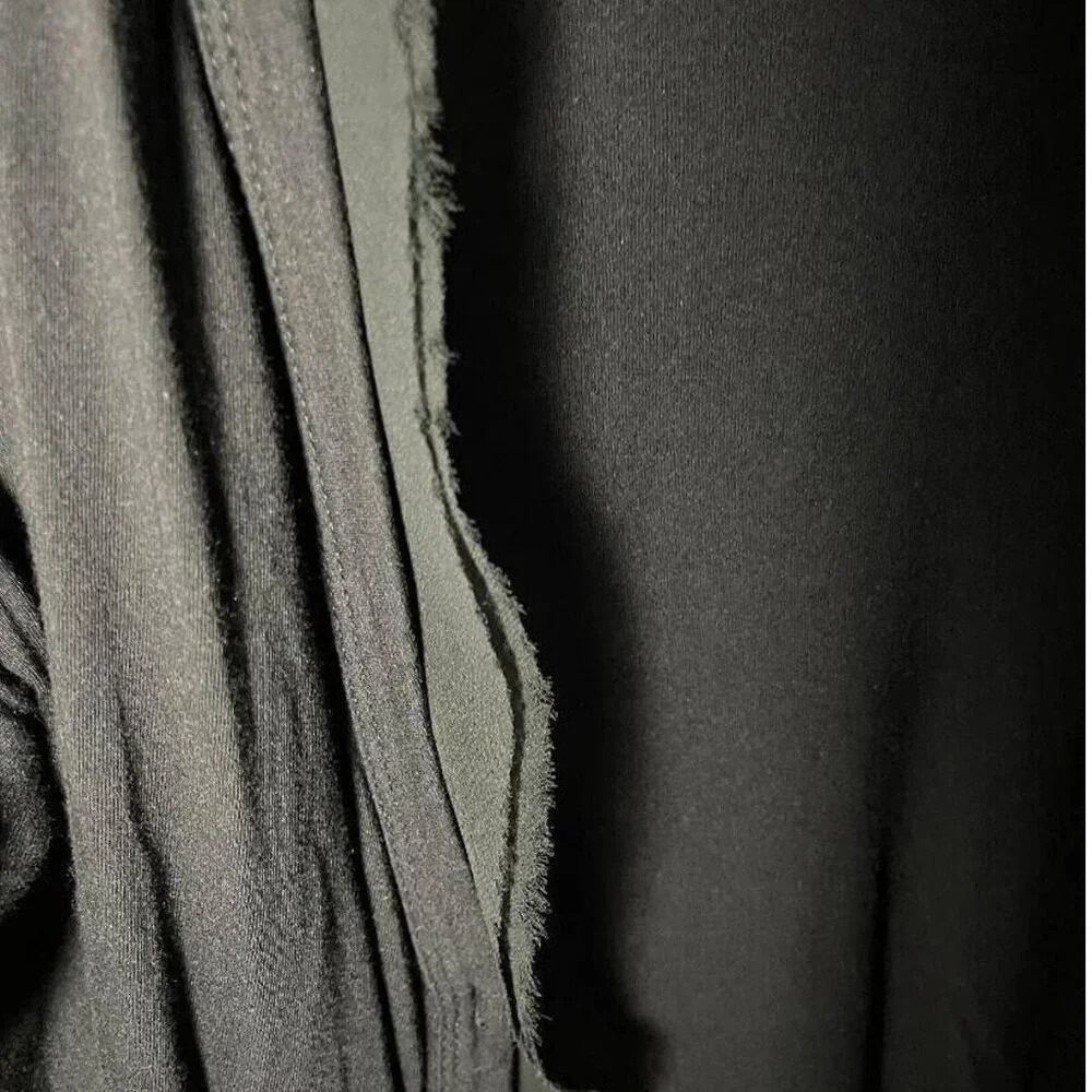 Elle Black Lightweight Button-Up Cardigan W/ Chiffon Trim 3/4 Sleeves Womens Siz - Picture 6 of 12